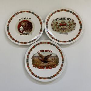 Pottery‎ Barn Appetizer Plates Simion Batt Fireside Club Salad EUC Cigar Theme